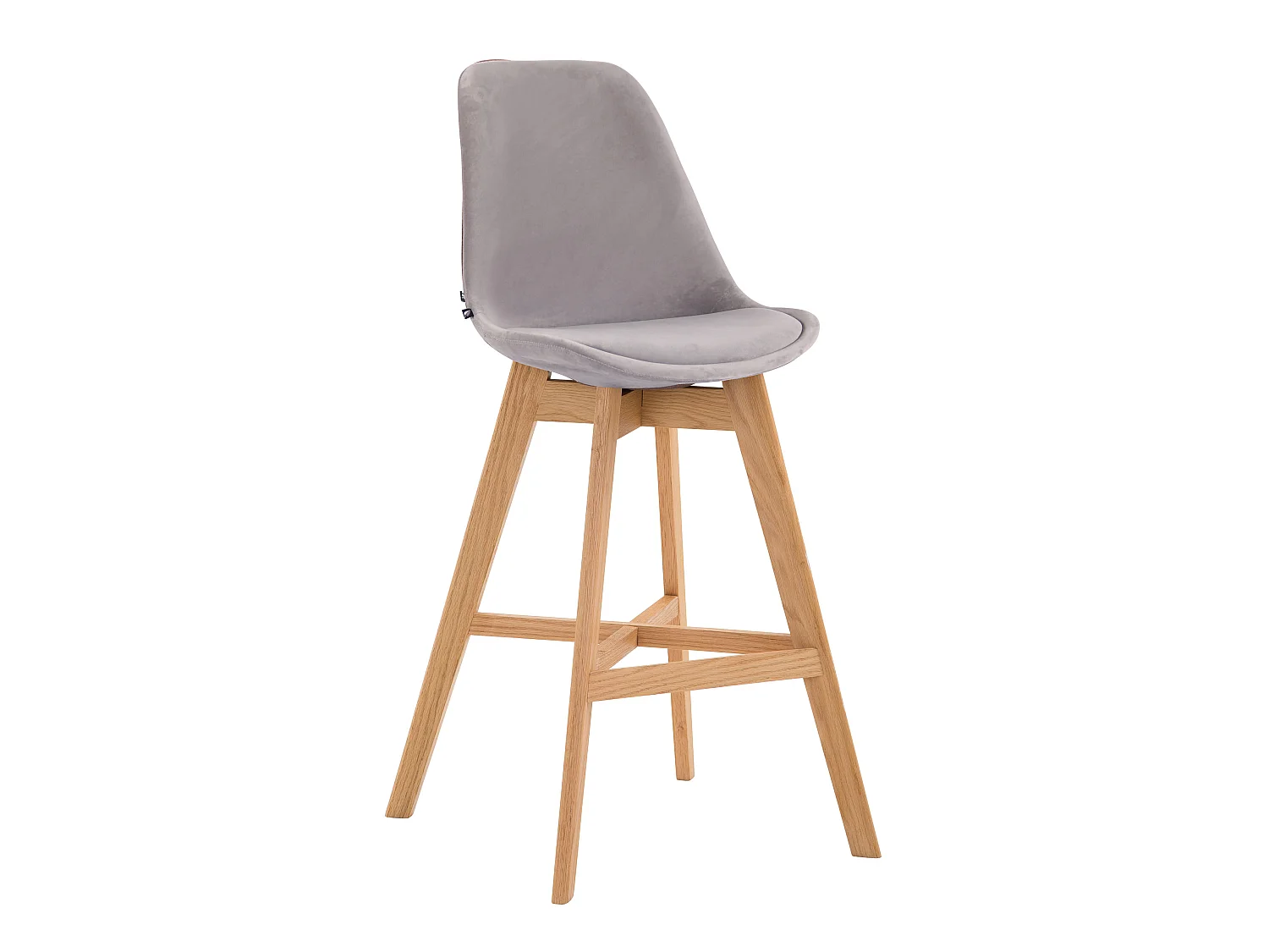 Tabouret de bar - Velours & Bois - Gris - Cannes