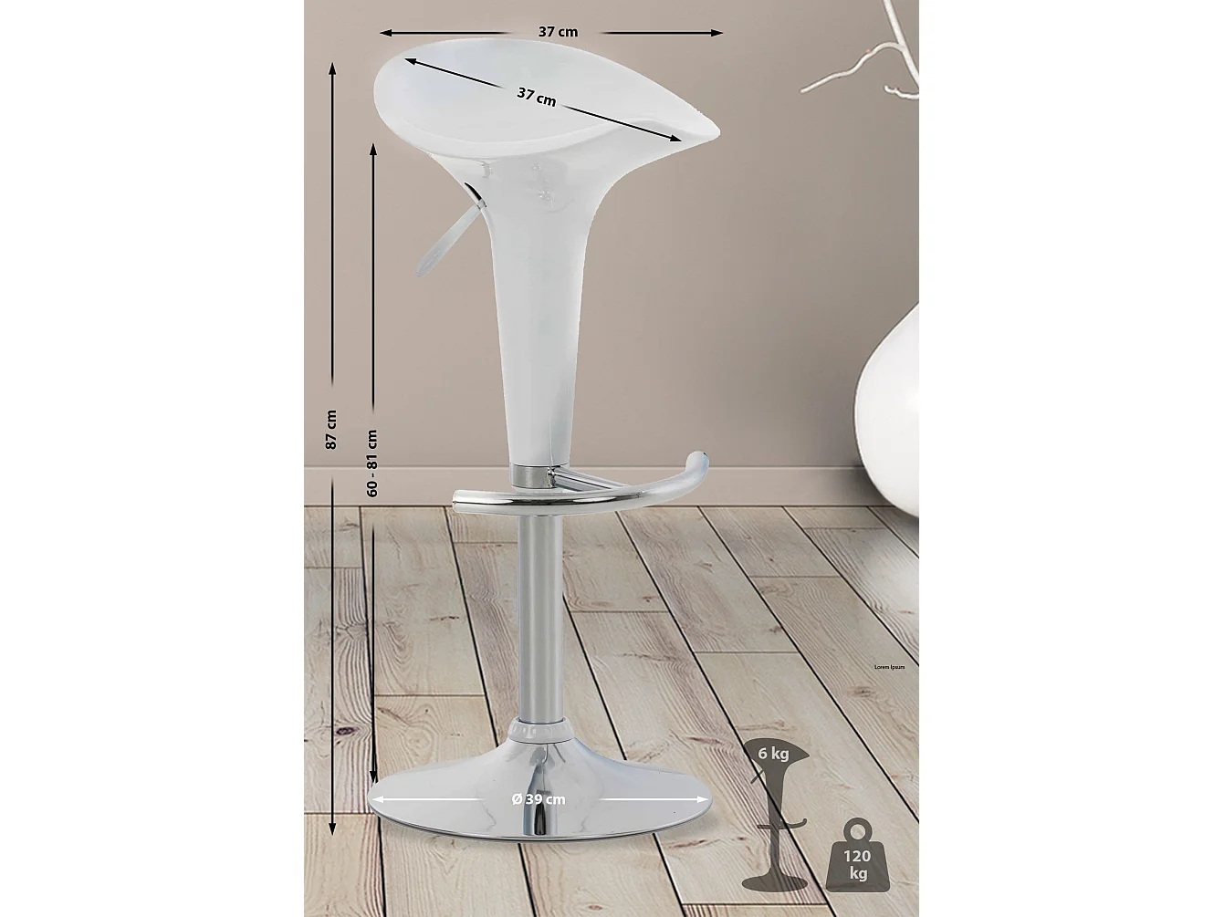 Tabouret de bar - Plastique - Blanc - Saddle