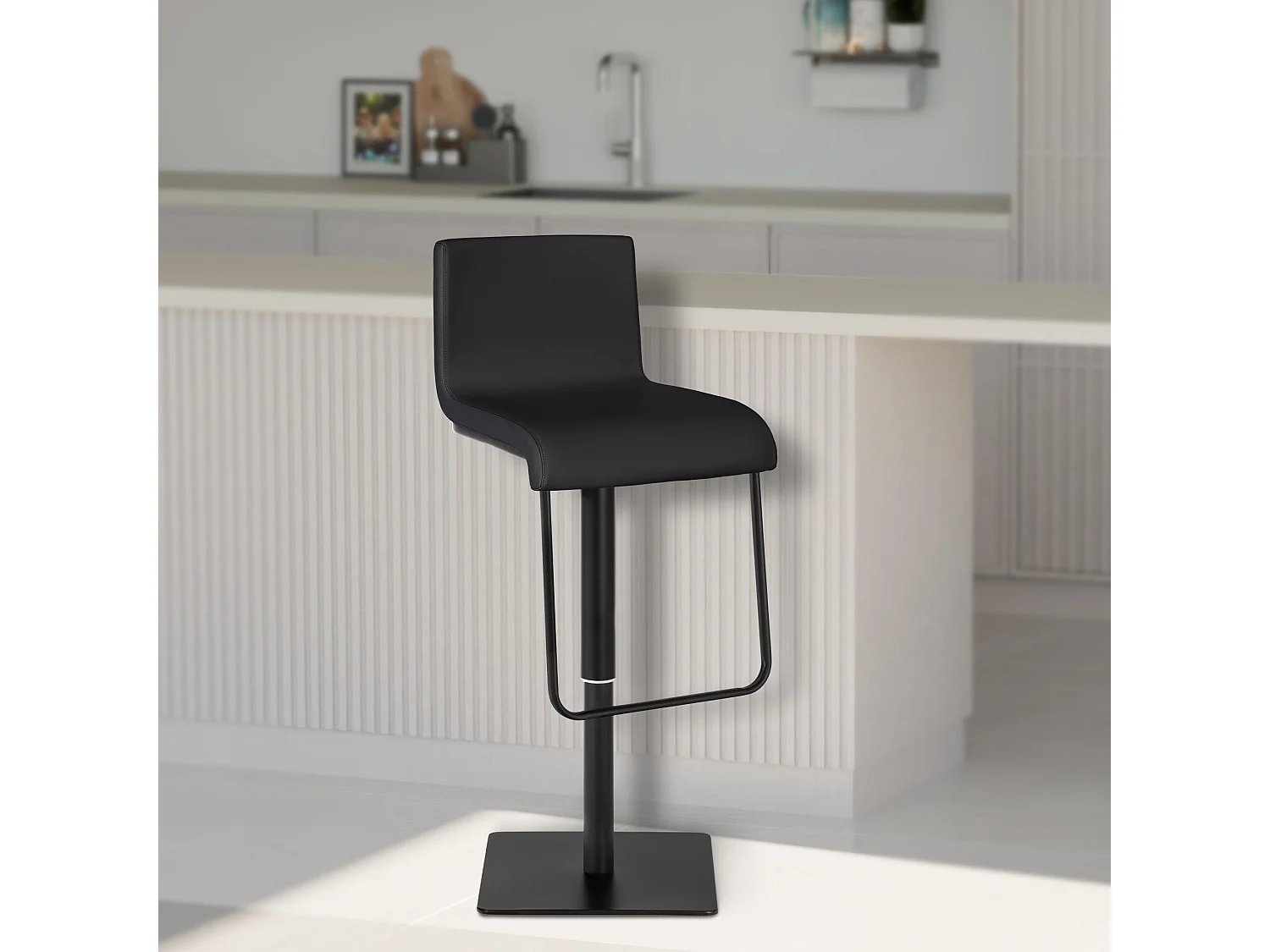Tabouret de bar - Similicuir & Noir - Noir - Limon
