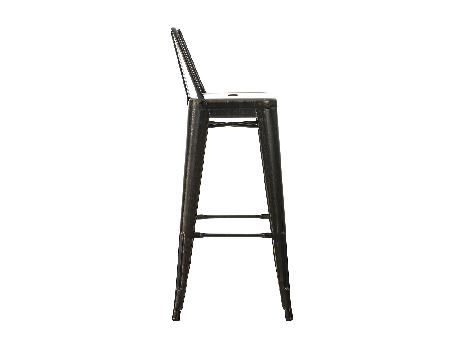 Lot de 4  Tabouret de bar - Métal & Chrome - Noir-Or - Mason