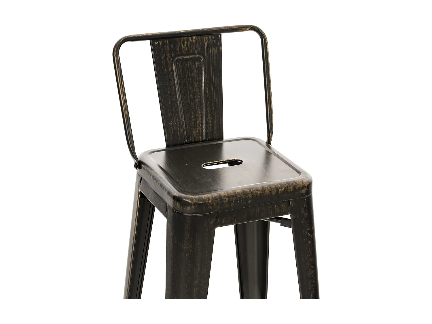 Lot de 4  Tabouret de bar - Métal & Chrome - Noir-Or - Mason