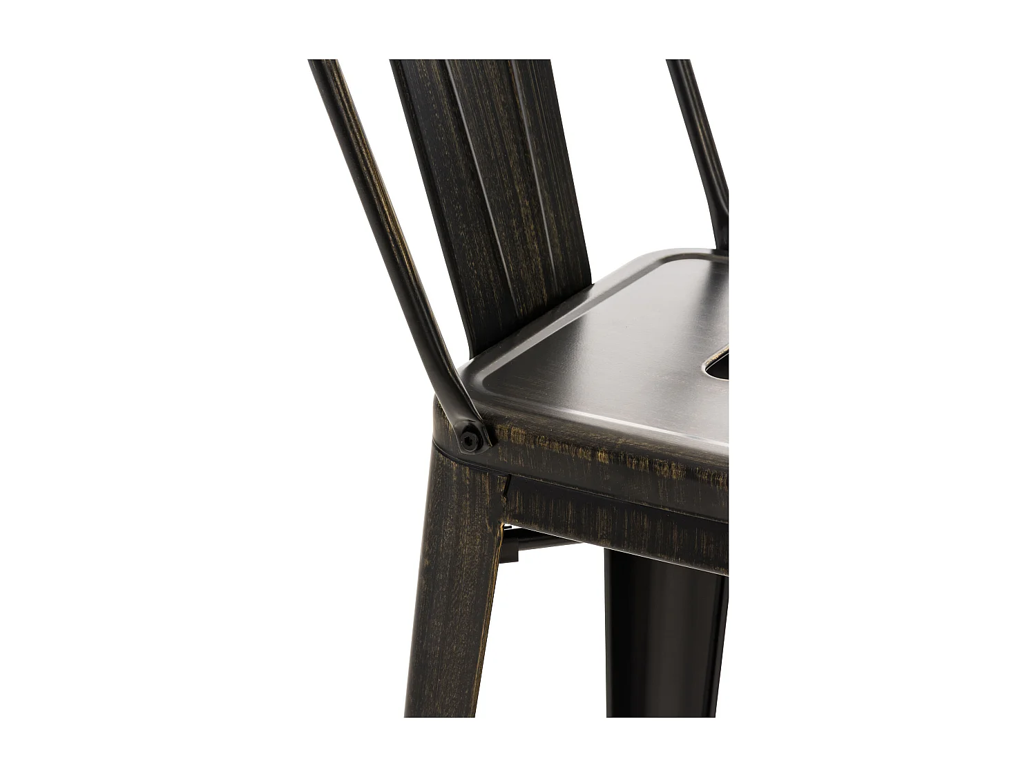 Lot de 4  Tabouret de bar - Métal & Chrome - Noir-Or - Mason