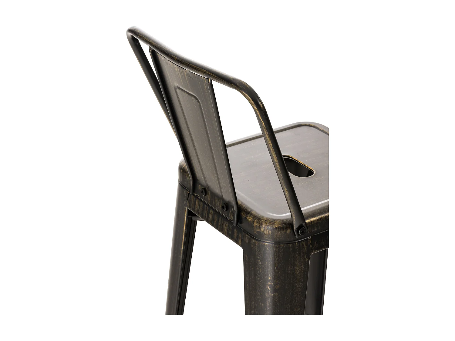 Lot de 4  Tabouret de bar - Métal & Chrome - Noir-Or - Mason
