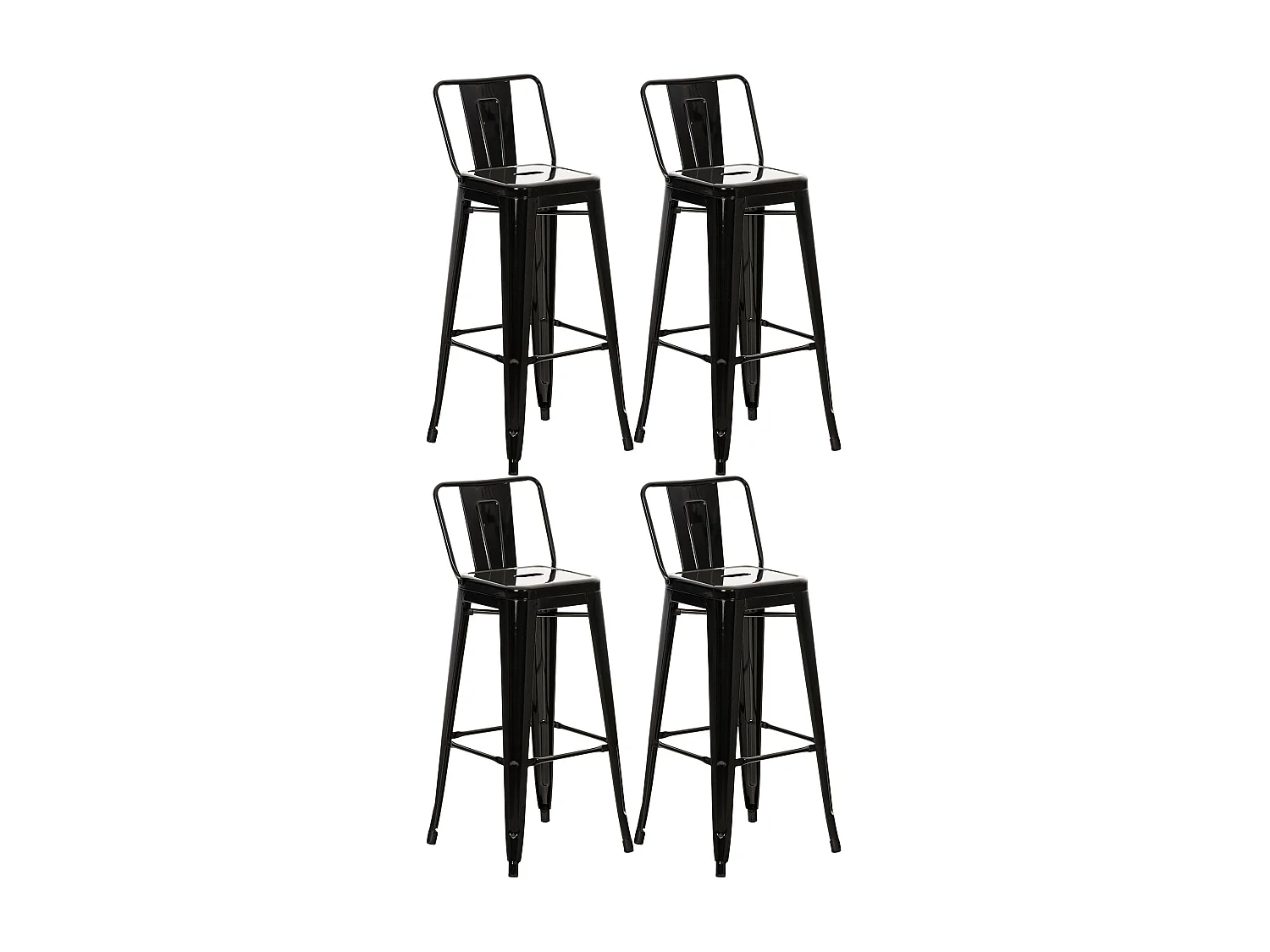 Lot de 4  Tabouret de bar - Métal & Nature - Noir-Or - Mason