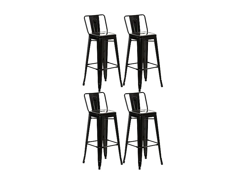 4er Set Barhocker - Metall & natura - schwarz-gold - Mason