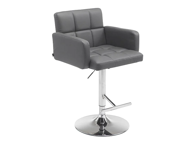 Tabouret de bar - Similicuir & Chrome - Gris - Los Angeles