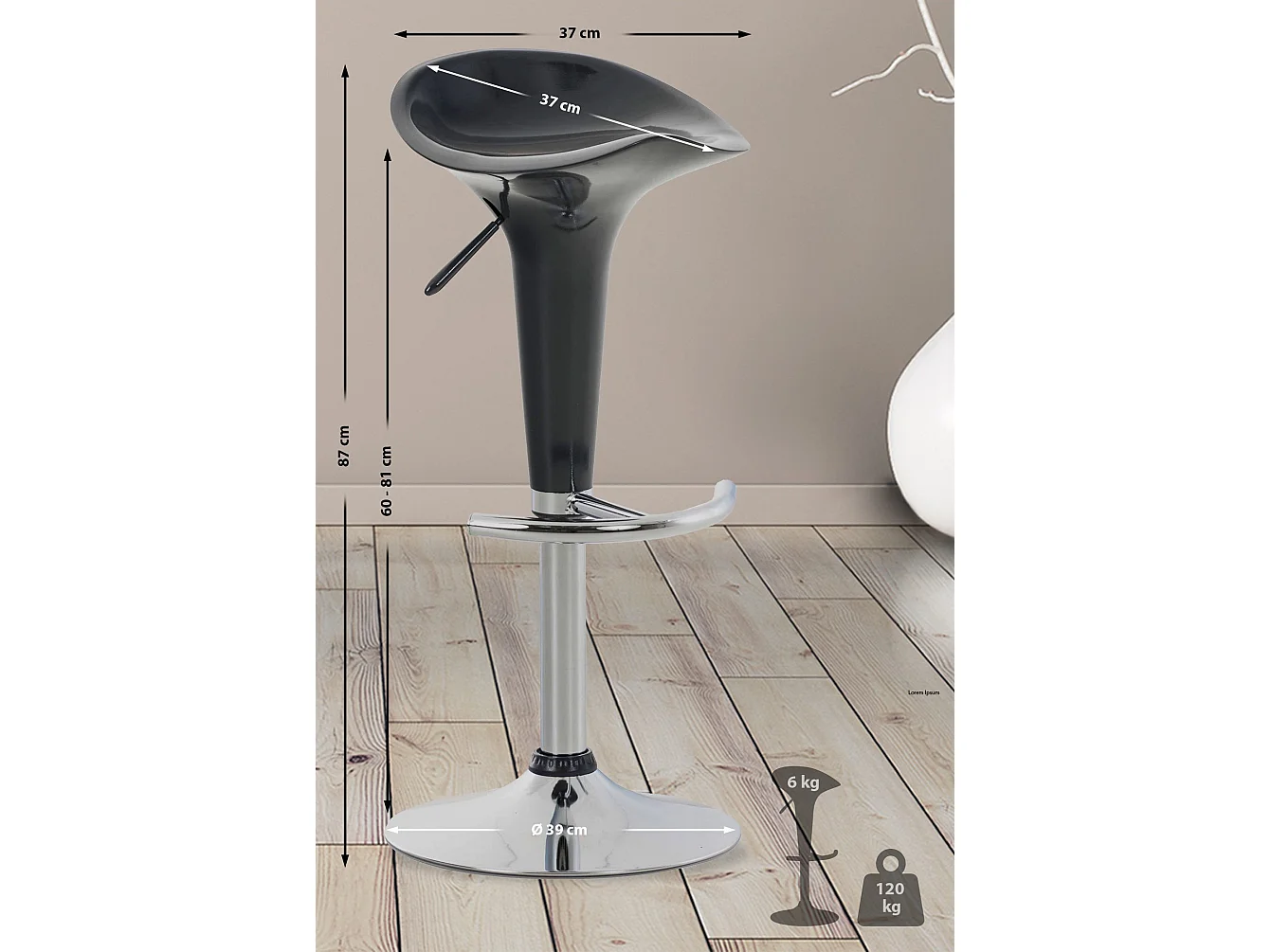 Tabouret de bar - Plastique & Antique clair - Gris - Saddle