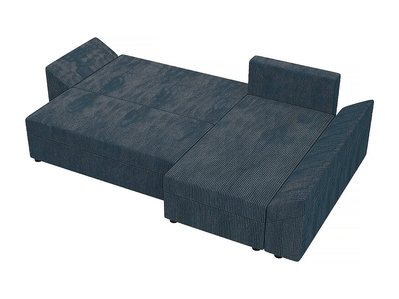 Narożnik sztruksowy "Vaugirard" z siedziskiem skrzyniowym - 3-osobowy - Niebieski