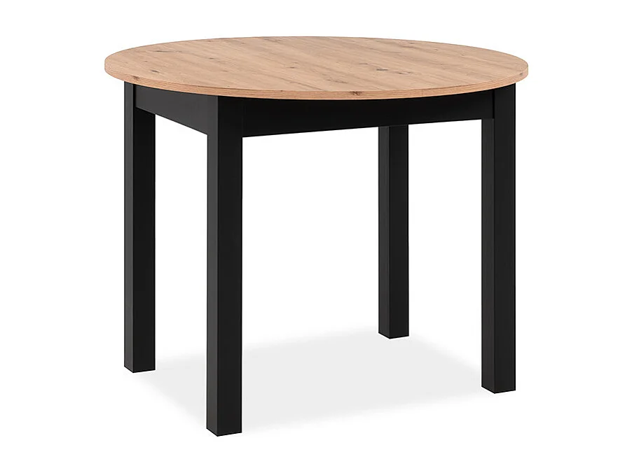 Tavolo da pranzo rotondo allungabile rovere artigianale e nero 100140 x 76 x 100 cm