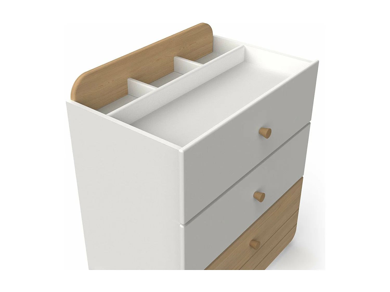 Kommode 3 Schubladen weiß und Eiche-Dekor H81,6 cm – EDAJ