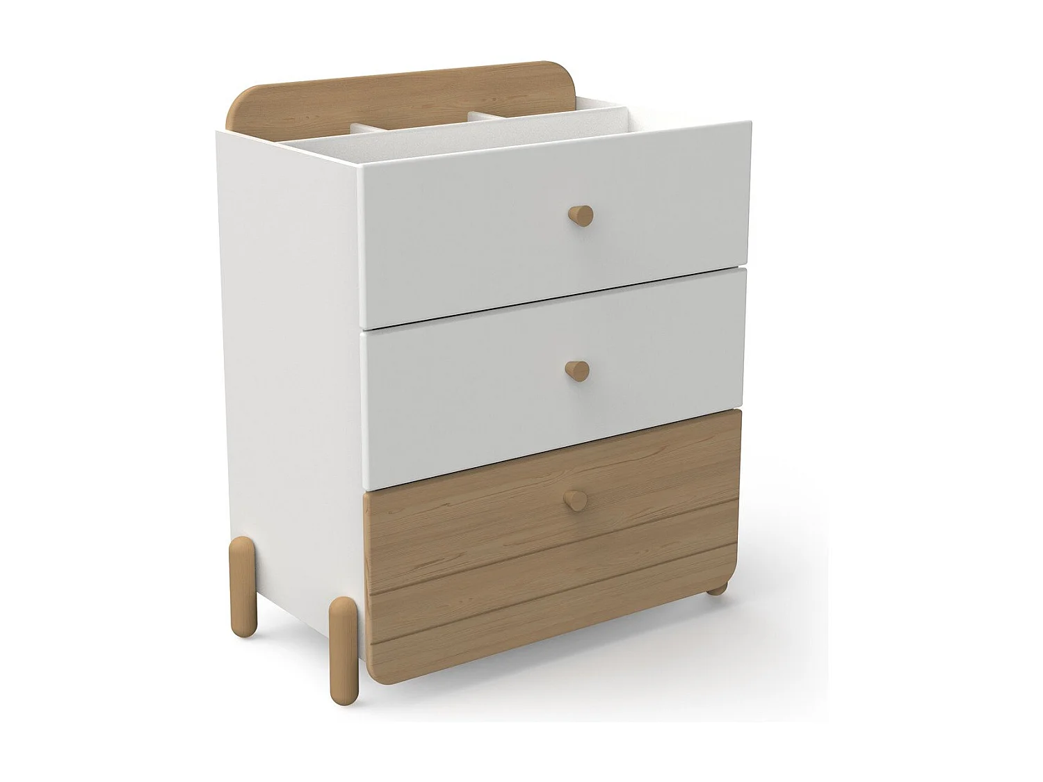 Kommode 3 Schubladen weiß und Eiche-Dekor H81,6 cm – EDAJ