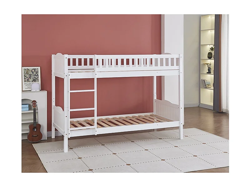 Lit superposé enfant "Gabriel" - Bois - Blanc - 90 x 190 cm