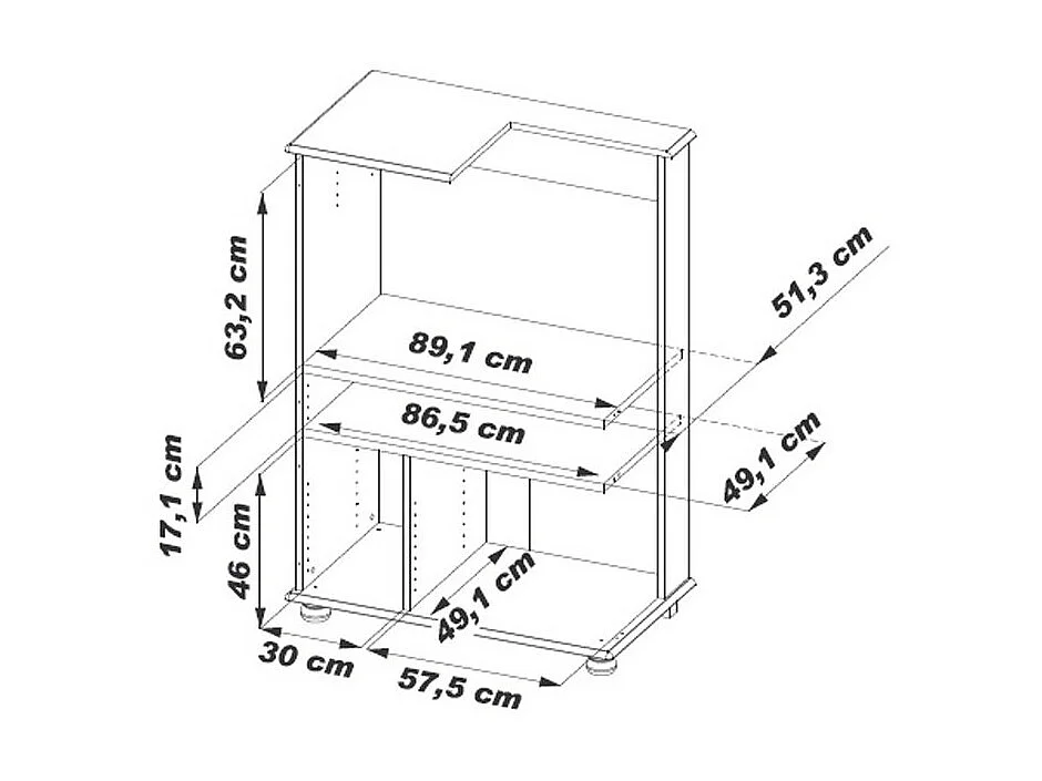 Armoire Informatique Chêne 4 Portes 7 Niches L 97 H 141 P 54 cm