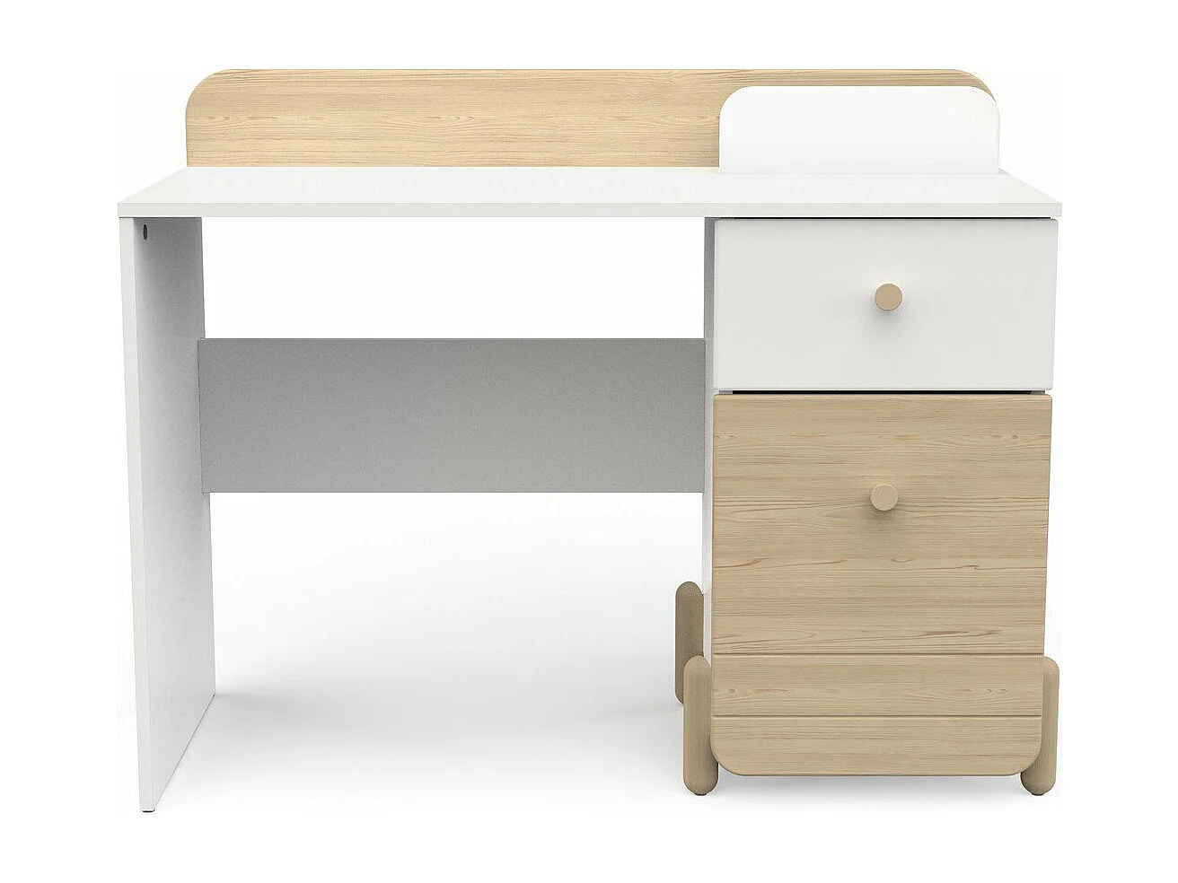 Bureau 1 tiroir et 1 porte ouvrante blanc et décor chêne L103,4 cm - EDAJ