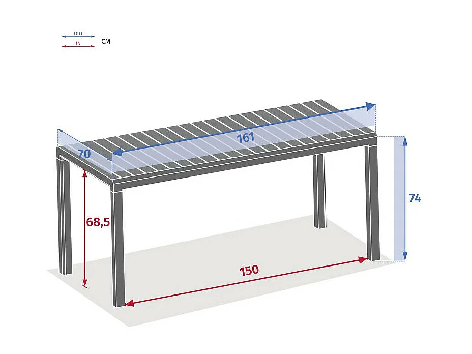 Table de jardin fixe 6 places Ayora graphite Hespéride