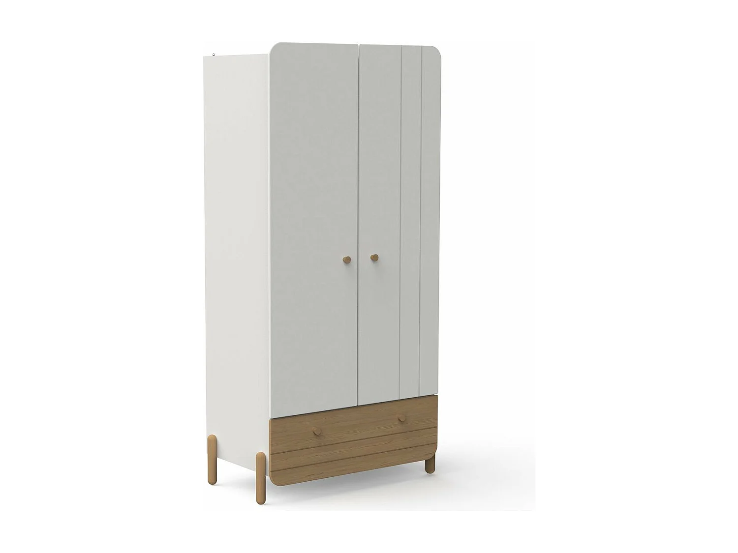 Armoire 2 portes ouvrantes et 1 tiroir blanc et décor chêne H187,6 cm - EDAJ