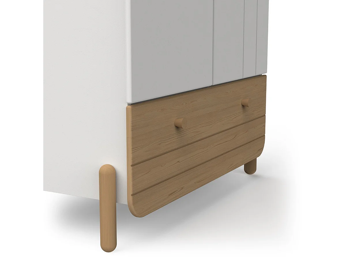 Armoire 2 portes ouvrantes et 1 tiroir blanc et décor chêne H187,6 cm - EDAJ