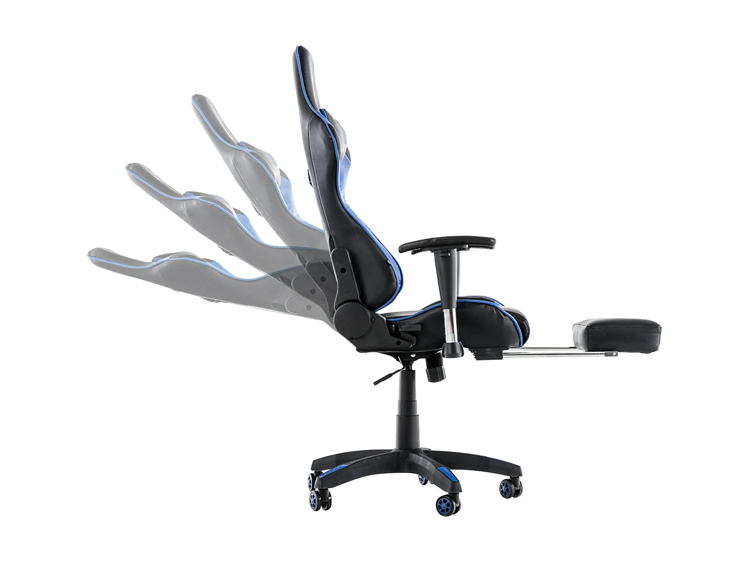 Chaise de bureau - Similicuir & Plastique - Noir / Bleu - Turbo XL
