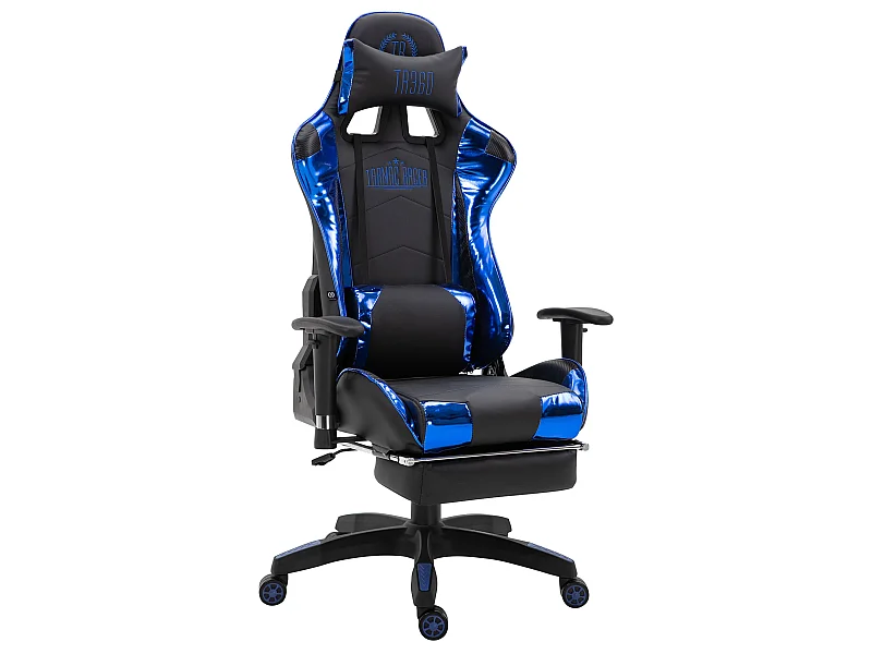 Chaise de bureau - Similicuir (métallique) & Plastique - Noir / Bleu - Turbo XL