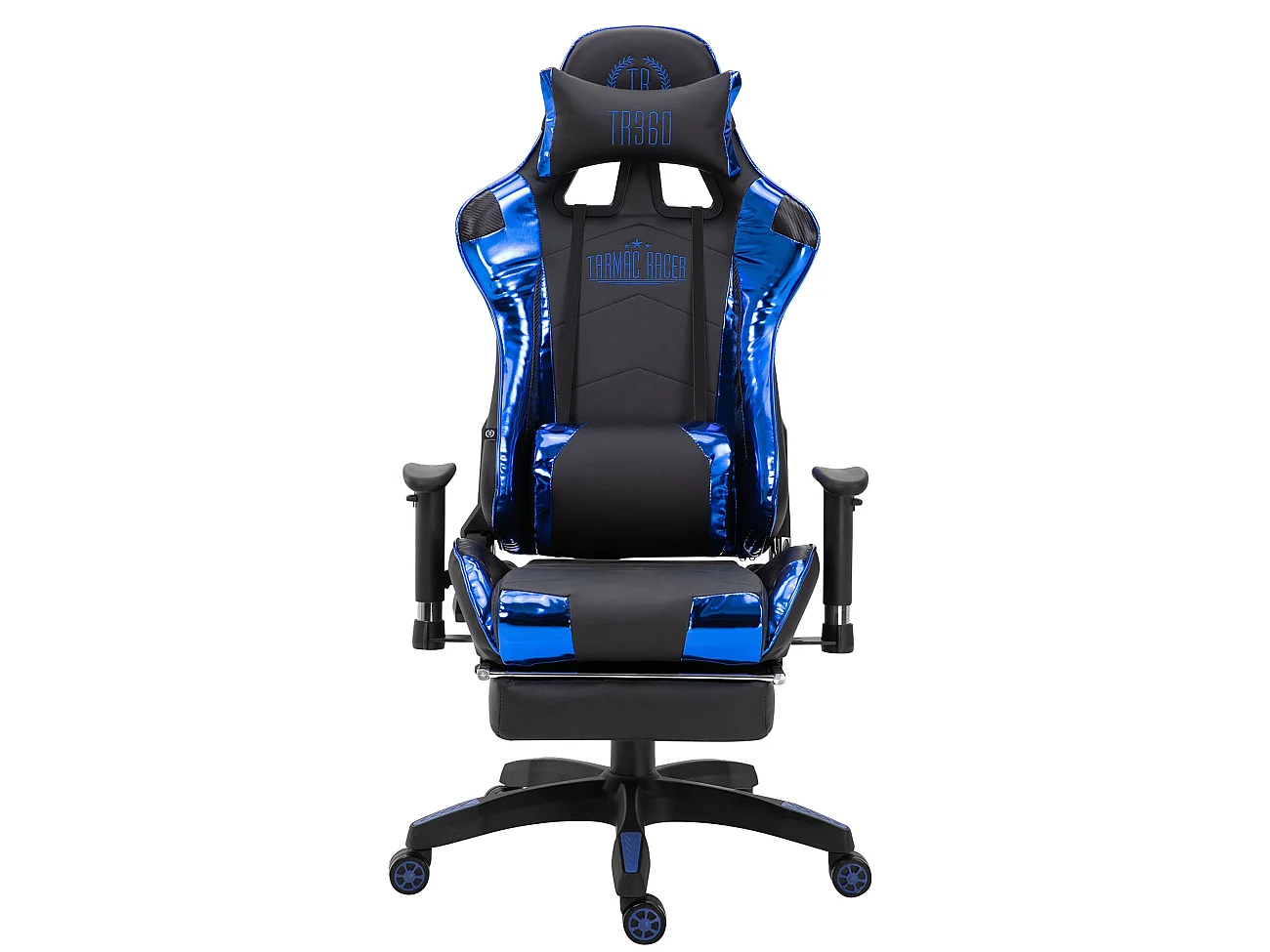 Chaise de bureau - Similicuir (métallique) & Plastique - Noir / Bleu - Turbo XL