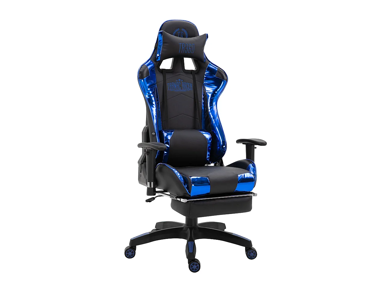 Chaise de bureau - Similicuir (métallique) & Plastique - Noir / Bleu - Turbo XL