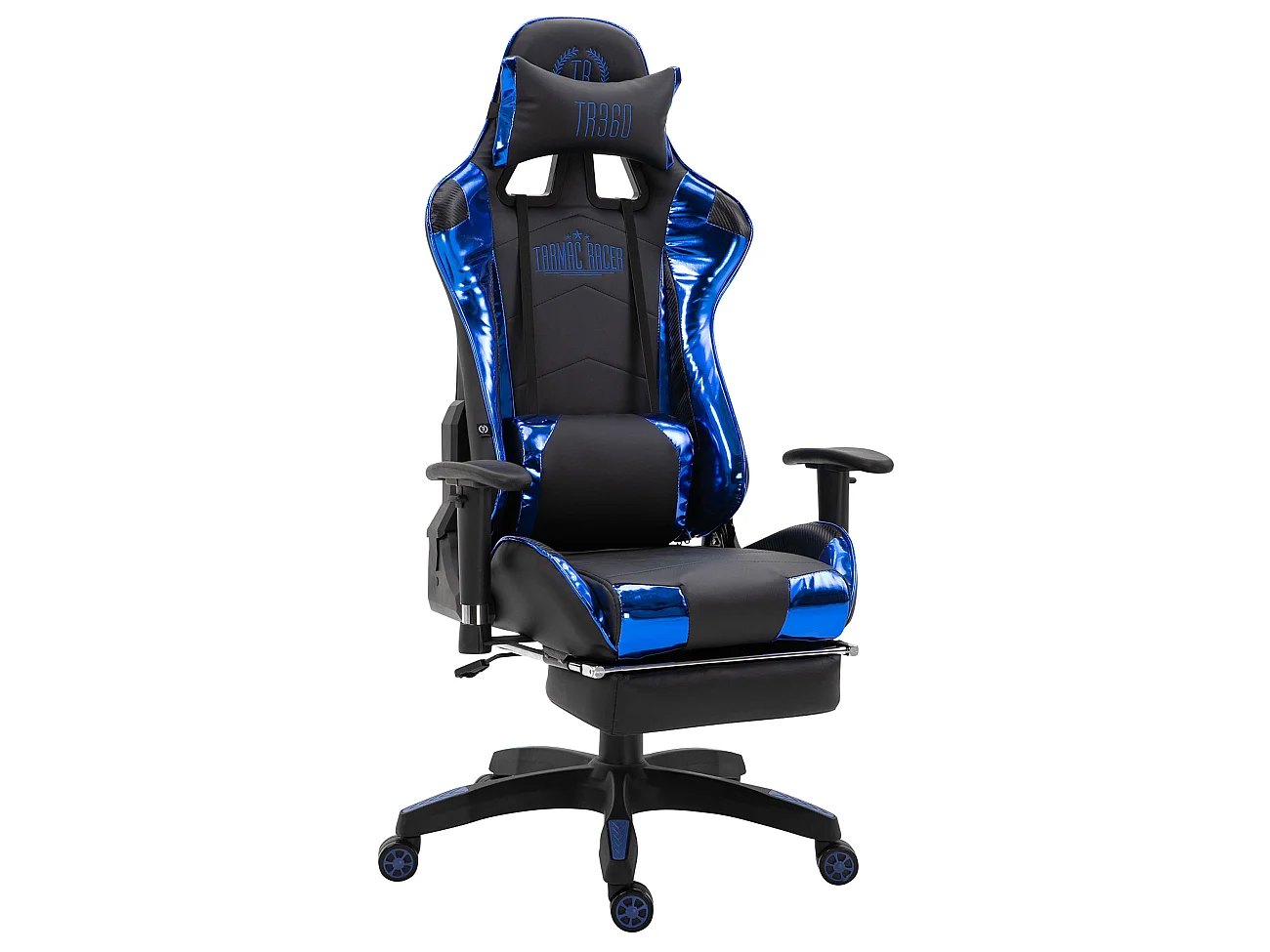 Chaise de bureau - Similicuir (métallique) & Plastique - Noir / Bleu - Turbo XL