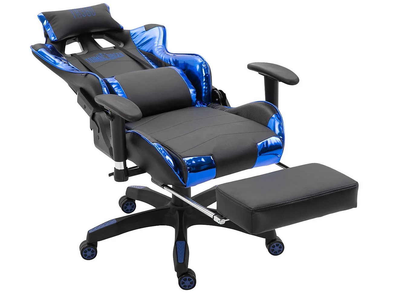 Chaise de bureau - Similicuir (métallique) & Plastique - Noir / Bleu - Turbo XL