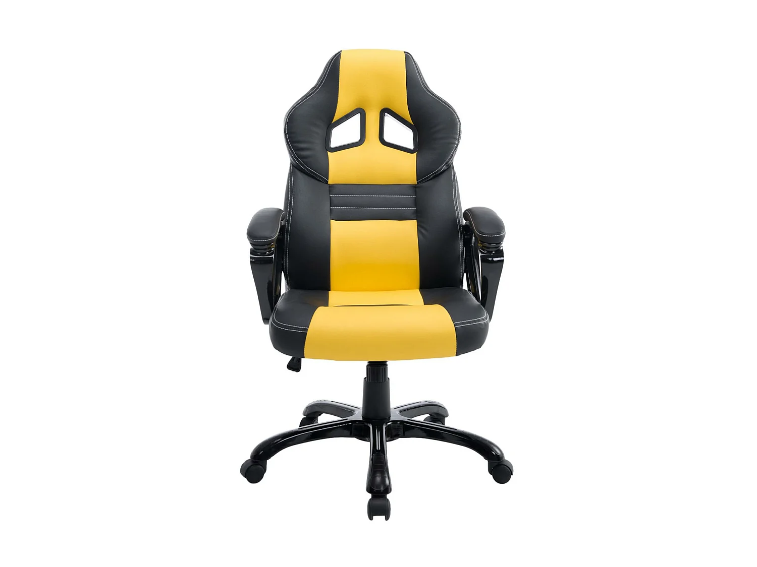 Chaise de bureau - Similicuir & Plastique - Noir / Jaune - XL Pedro