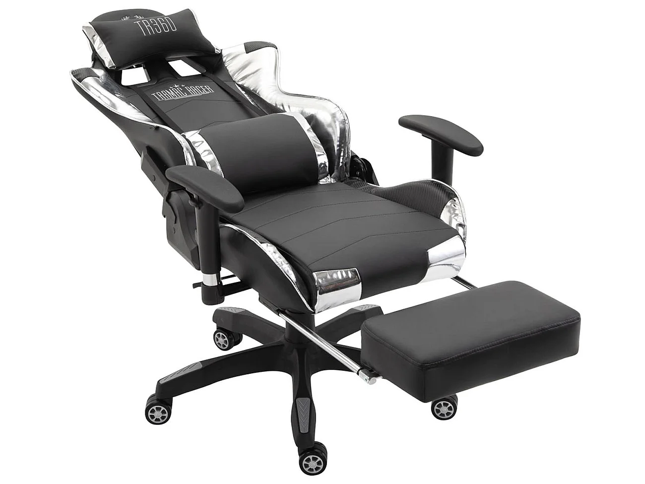 Chaise de bureau - Similicuir (métallique) & Plastique - Noir / Blanc - Turbo XL