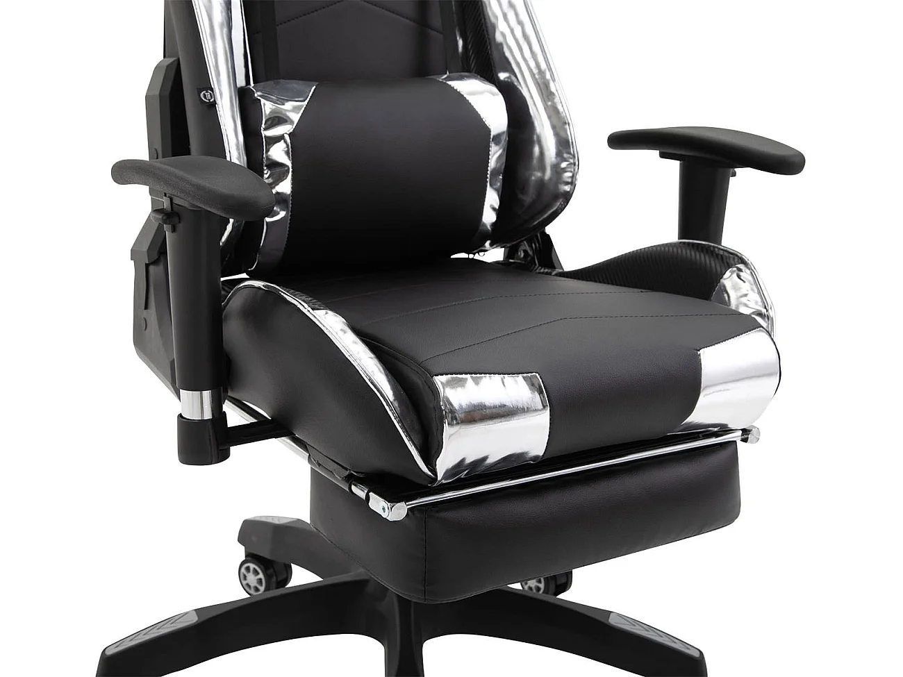 Chaise de bureau - Similicuir (métallique) & Plastique - Noir / Blanc - Turbo XL