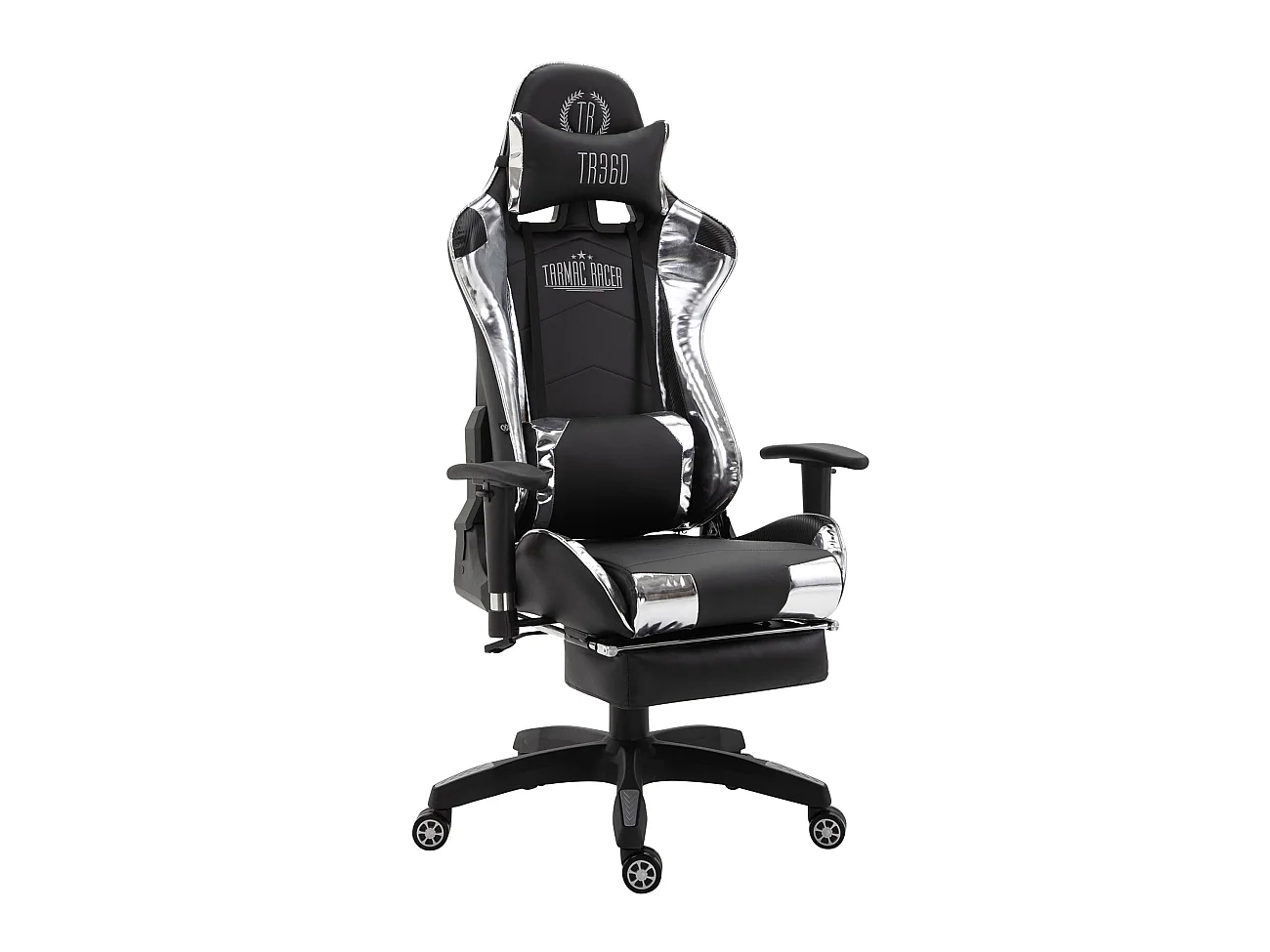 Chaise de bureau - Similicuir (métallique) & Plastique - Noir / Blanc - Turbo XL