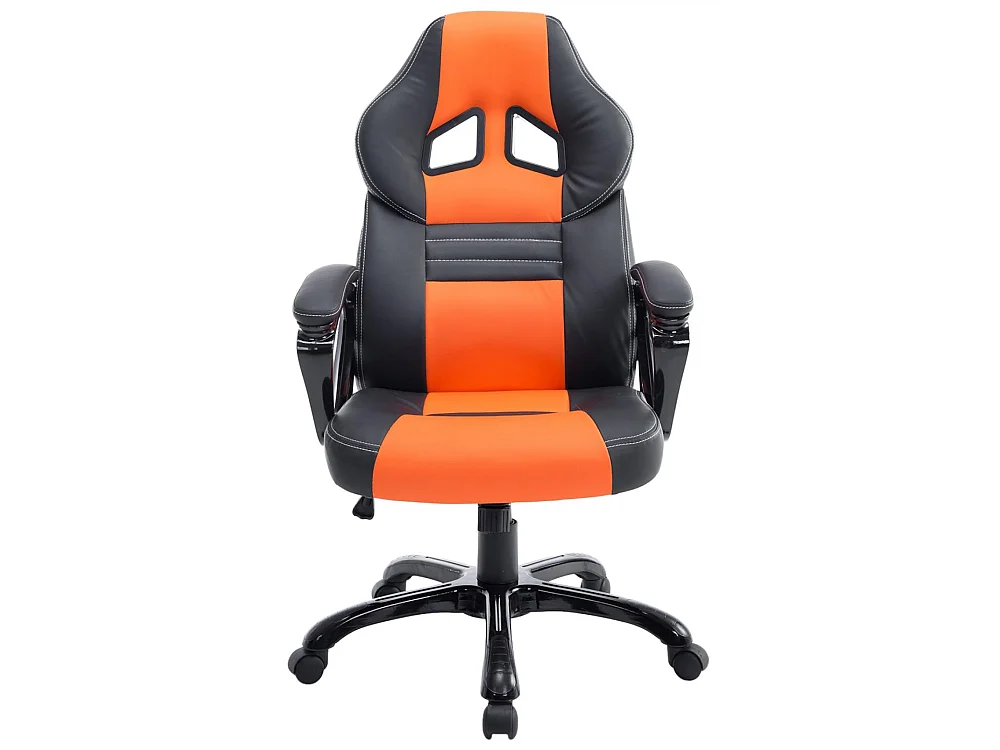 Chaise de bureau - Similicuir & Plastique - Noir / Orange - XL Pedro