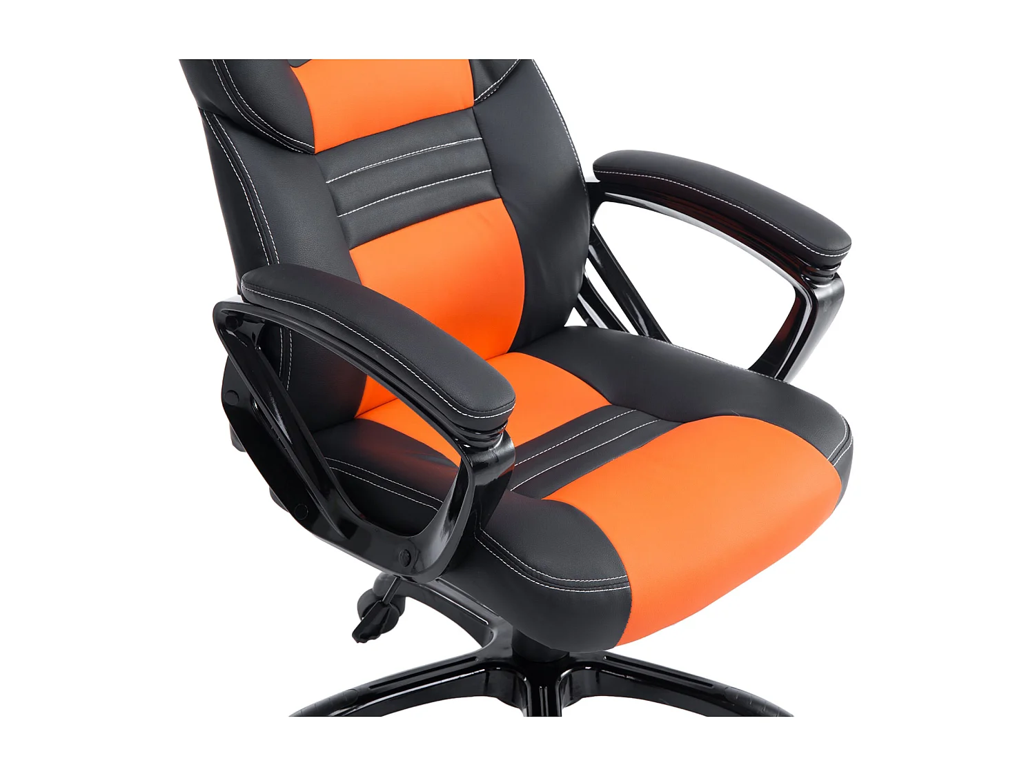 Chaise de bureau - Similicuir & Plastique - Noir / Orange - XL Pedro