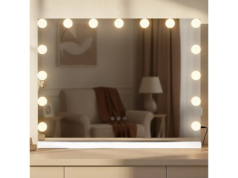 Miroir Led de Maquillage - Plastique - Blanc - Marlene