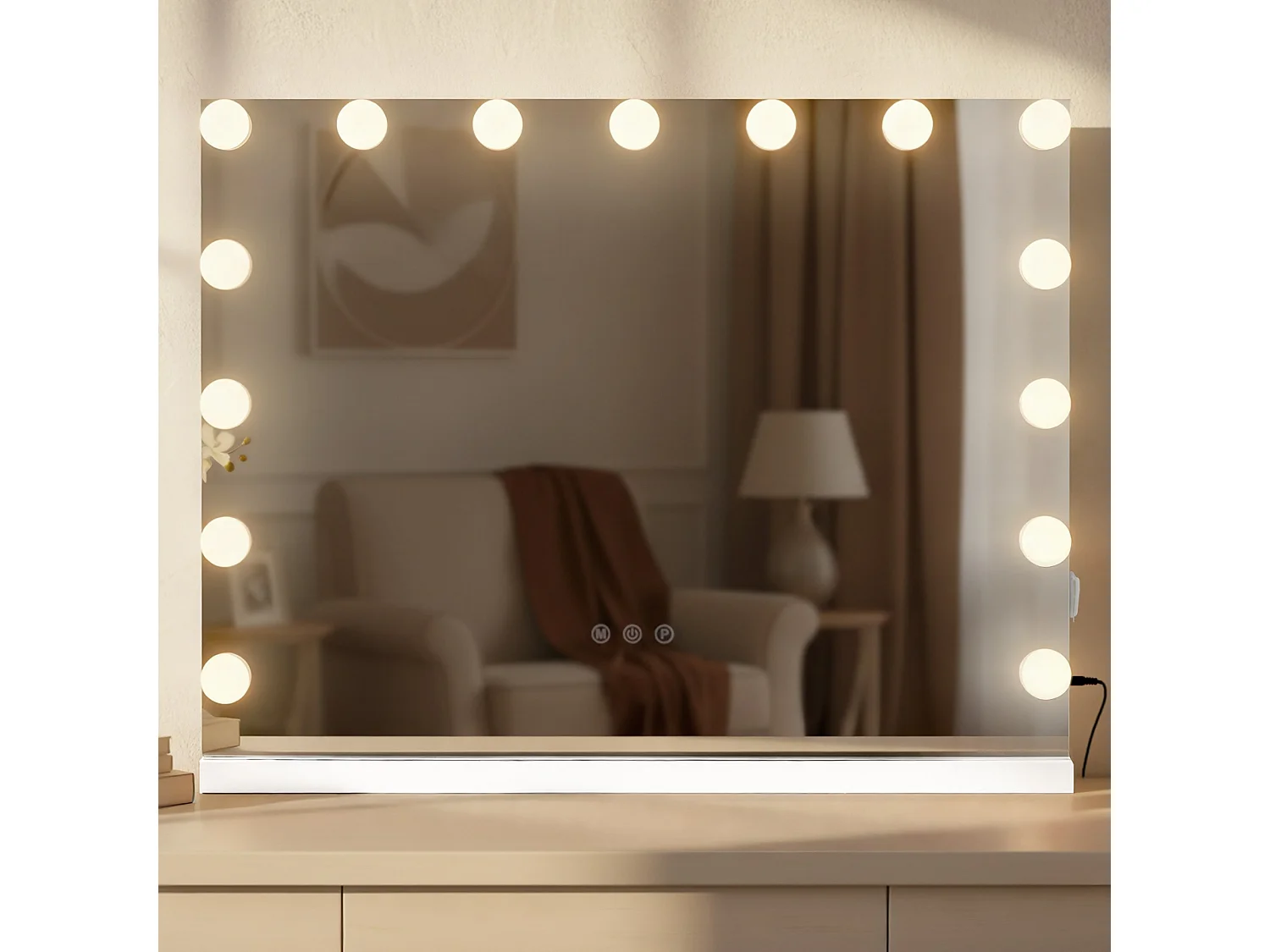 Miroir Led de Maquillage - Plastique - Blanc - Marlene