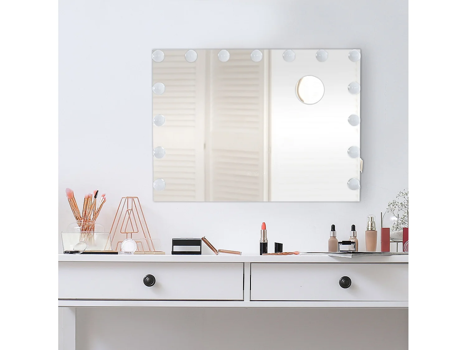 Miroir Led de Maquillage - Plastique - Blanc - Marlene