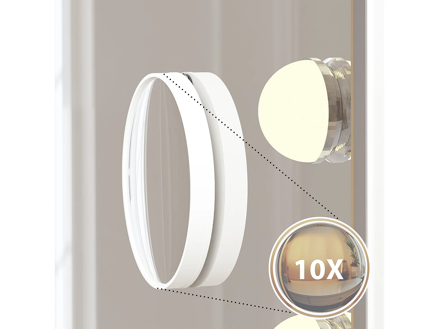 Miroir Led de Maquillage - Plastique - Blanc - Marlene