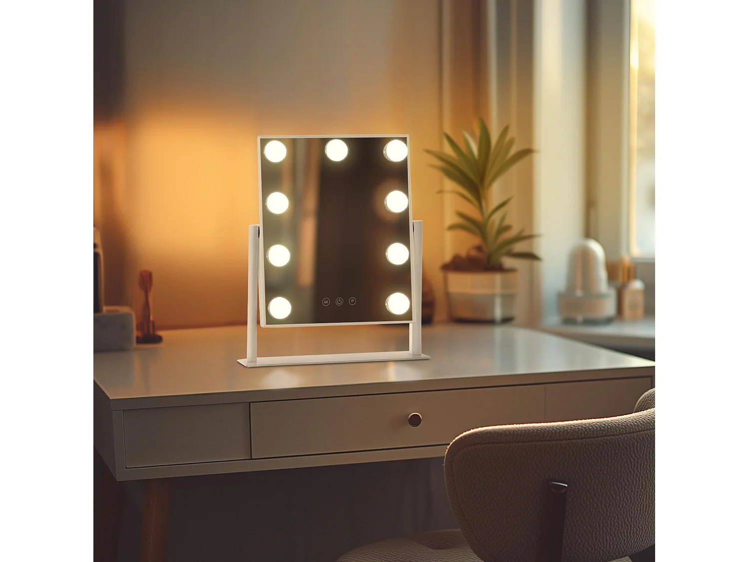 Miroir Led de Maquillage - Plastique - Blanc - Majuro