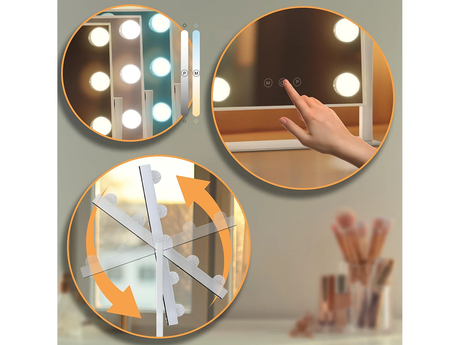 Miroir Led de Maquillage - Plastique - Blanc - Majuro