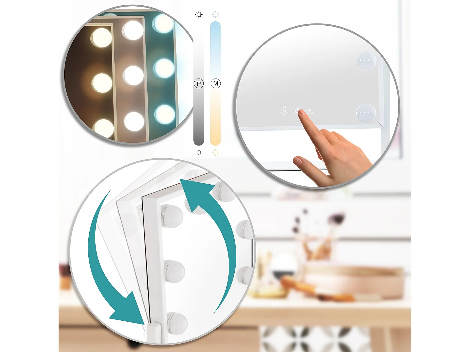 Miroir Led de Maquillage - Plastique - Blanc - Yaren