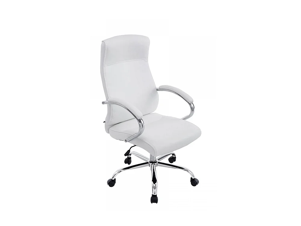 Chaise de bureau - Similicuir & Métal chromé - Blanc - Big Lausanne
