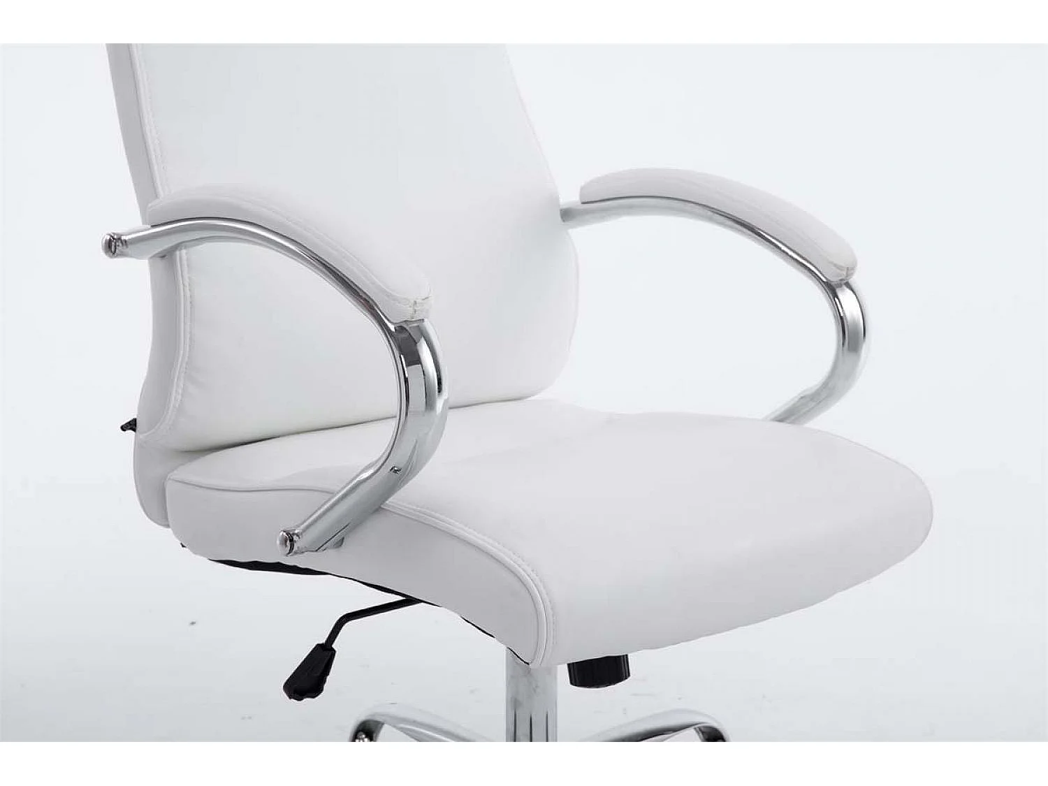 Chaise de bureau - Similicuir & Métal chromé - Blanc - Big Lausanne