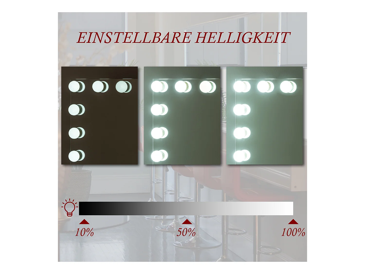 Schminkspiegel mit LED - Kunststoff - weiß - Palmdale