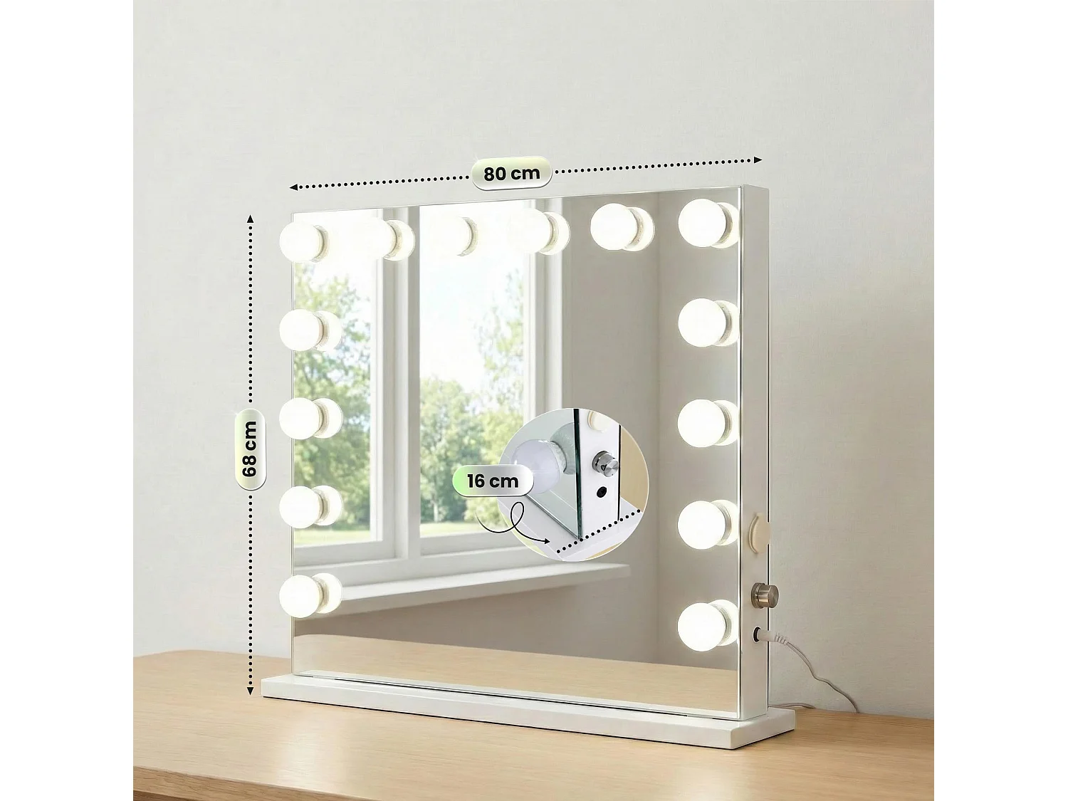 Make-up spiegel - Kunststof - wit - Palmdale
