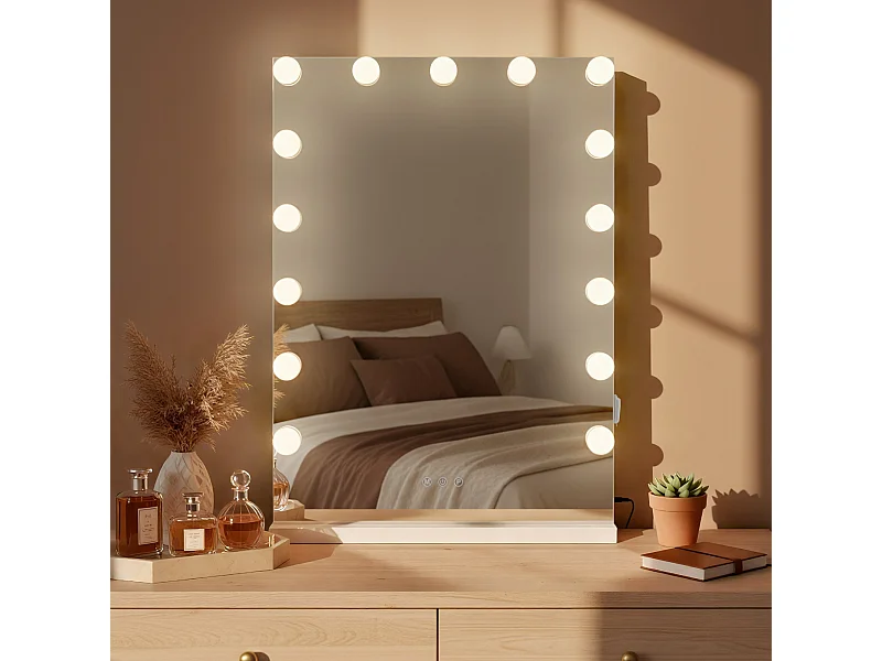 Miroir Led de Maquillage - Plastique - Blanc - Murrieta