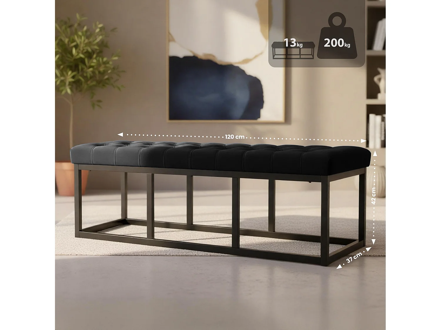 Banquette - Velours - Noir - Polson