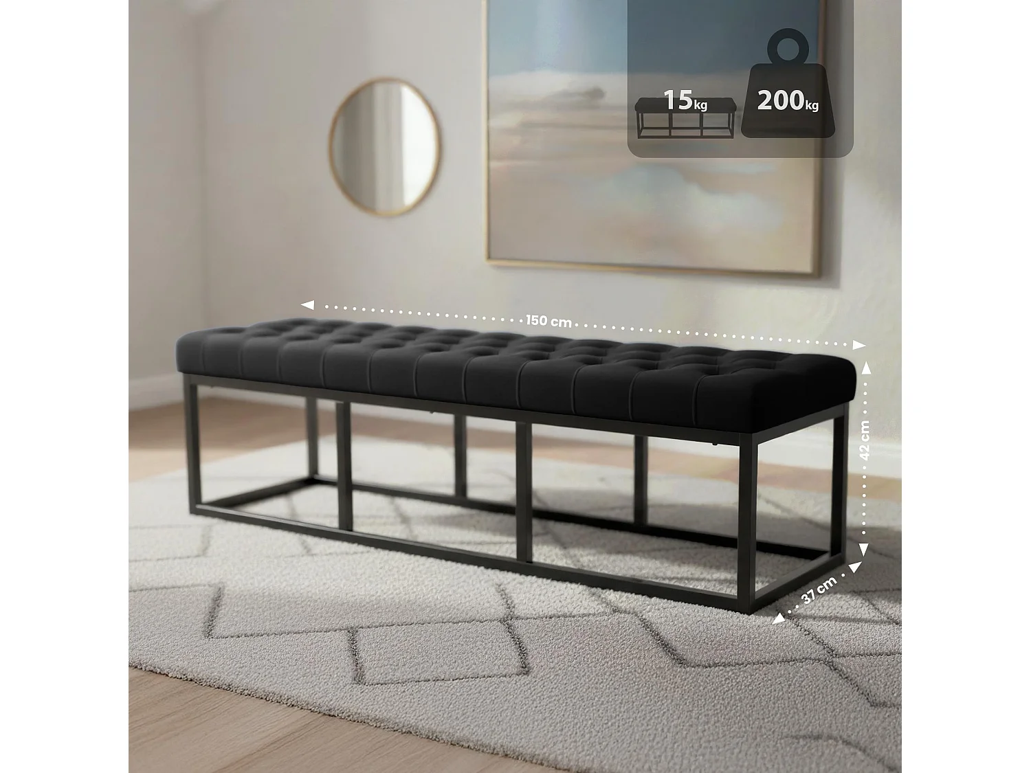 Banquette - Velours - Noir - Polson