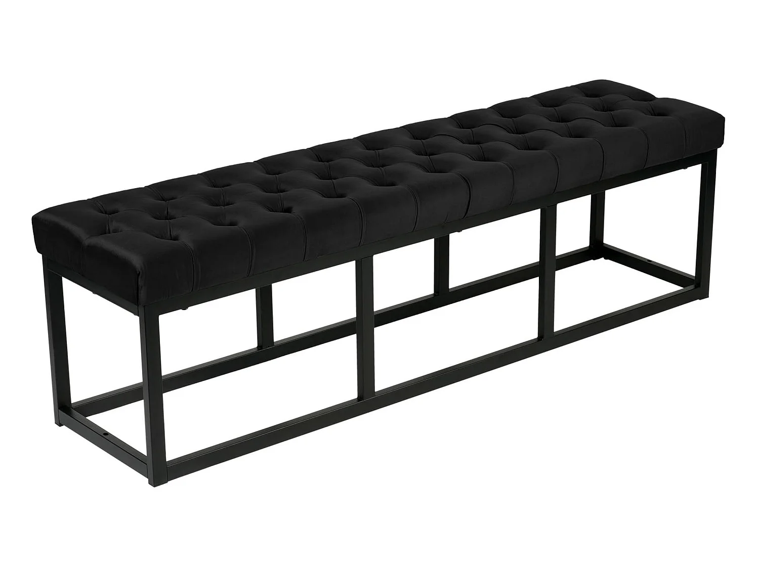 Banquette - Velours & Métal noir mat - Noir - Polson