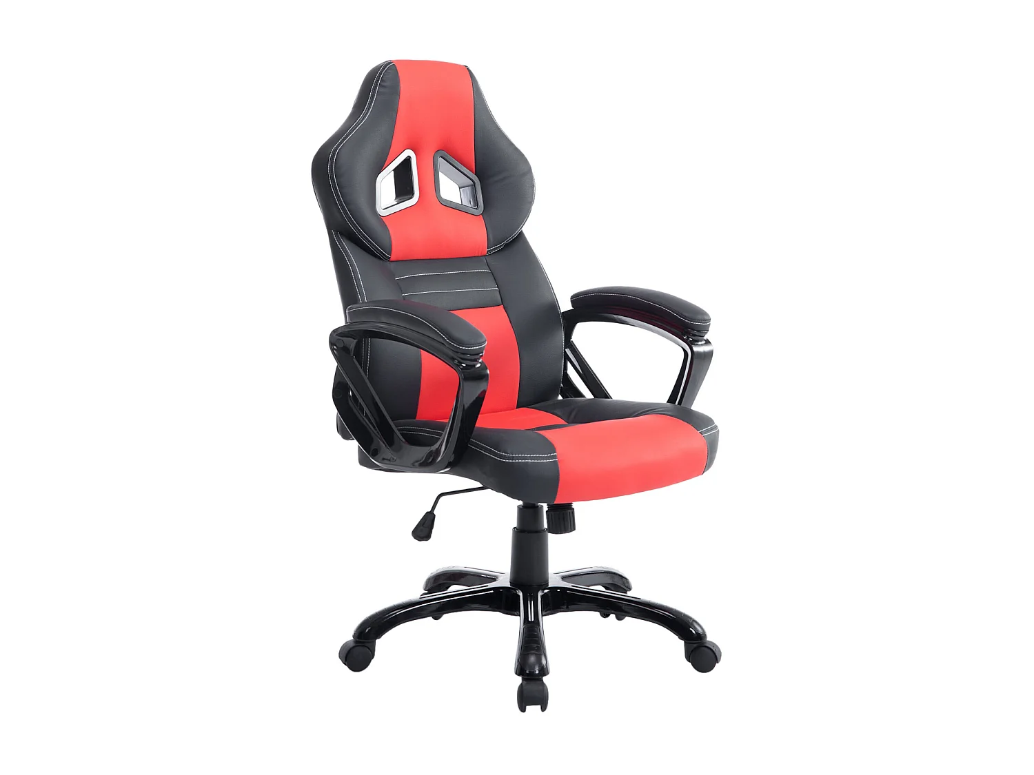 Chaise de bureau - Similicuir & Plastique - Noir / Rouge - XL Pedro