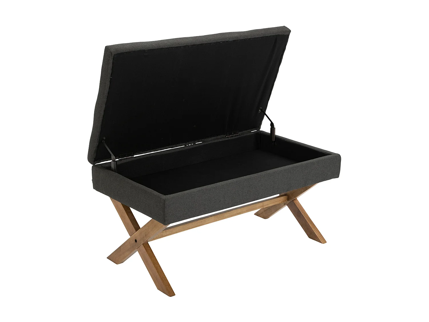 Banquette - Tissu & Bois - Gris foncé - Namaro